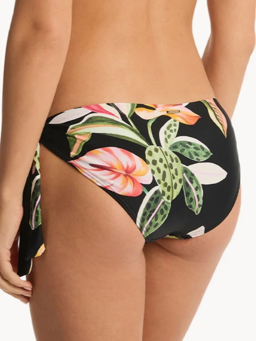 Sealevel Swim Sundown Black Floral Tie-Side Bikini Bottom Women’s Size 4